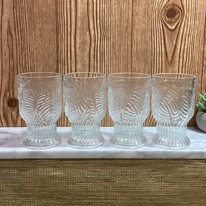 Vintage Bohemian by Dansk Glass MCM Tumbler set of 4 Ornate Heavy Glasses